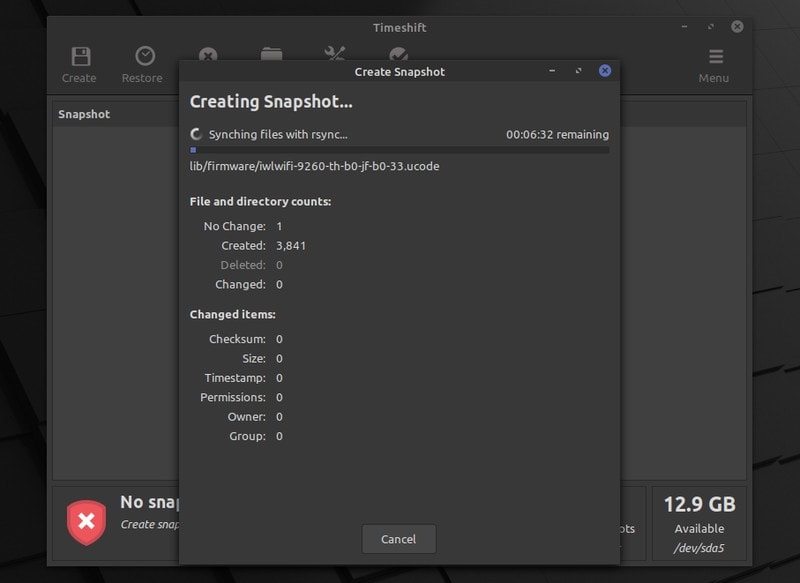 Timeshift Linux Mint 20