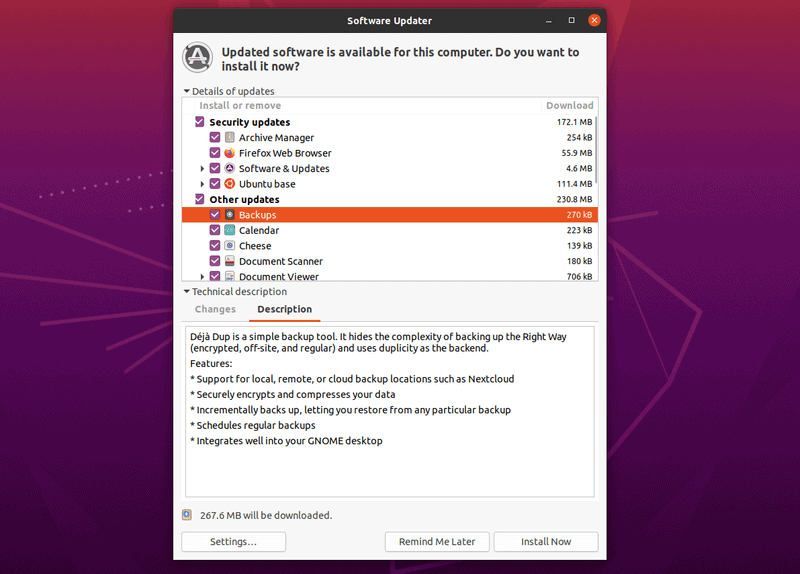 Ubuntu 20 Software Updater