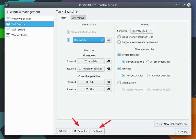 Kde Default Reset Task Switcher