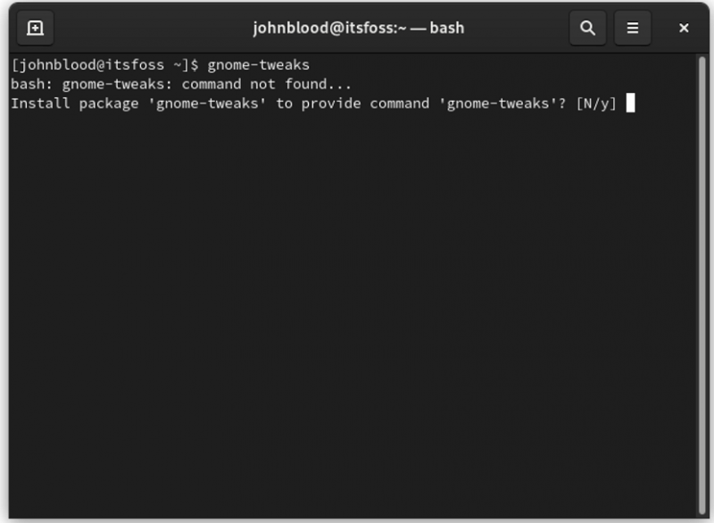 Installl GNOME Tweaks from the terminal, method 2