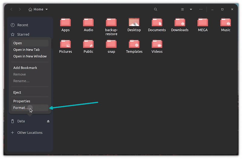 format usb disk ubuntu linux