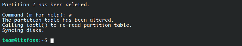 Delete partition in Linux with fdisk