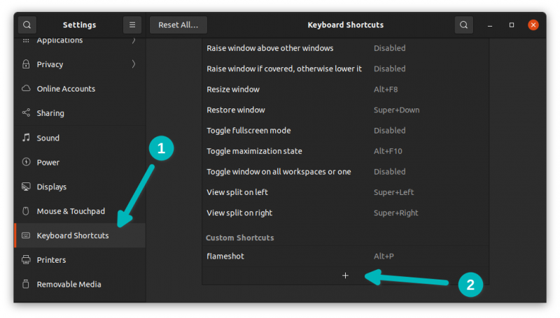 Setting custom keyboard shortcut in Ubuntu