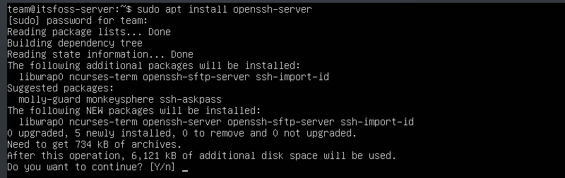 Instalación de OpenSsh-server
