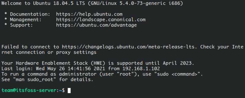 Terhubung dengan ssh