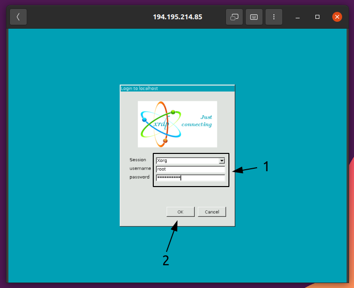 xrdp connected login