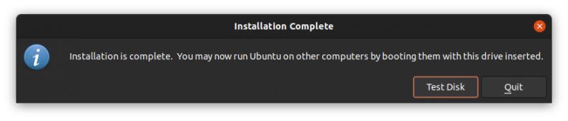 live usb created in ubuntu