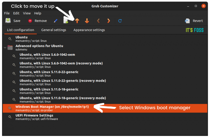 Using Grub customizer to change the grub order