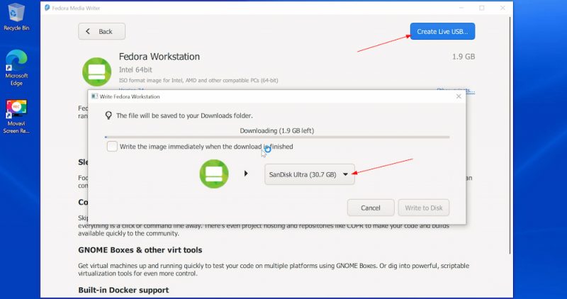 Downloading Fedora with Fedora Media Writer