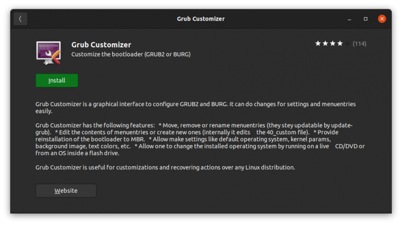 grub customizer ubuntu software center