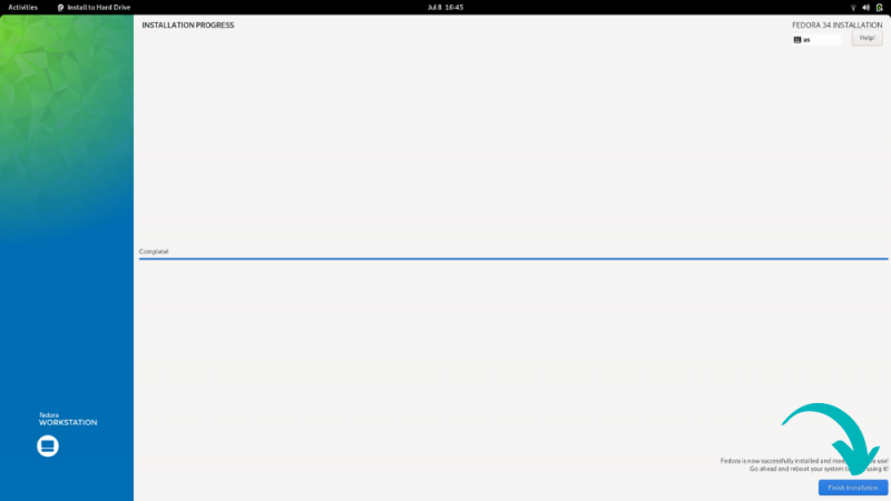 Finishing Fedora installation