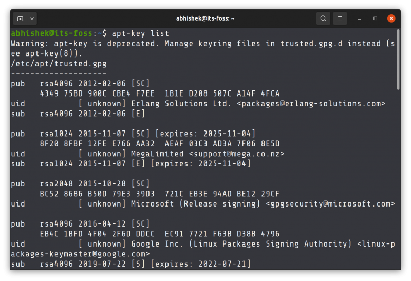 list apt key gpg ubuntu