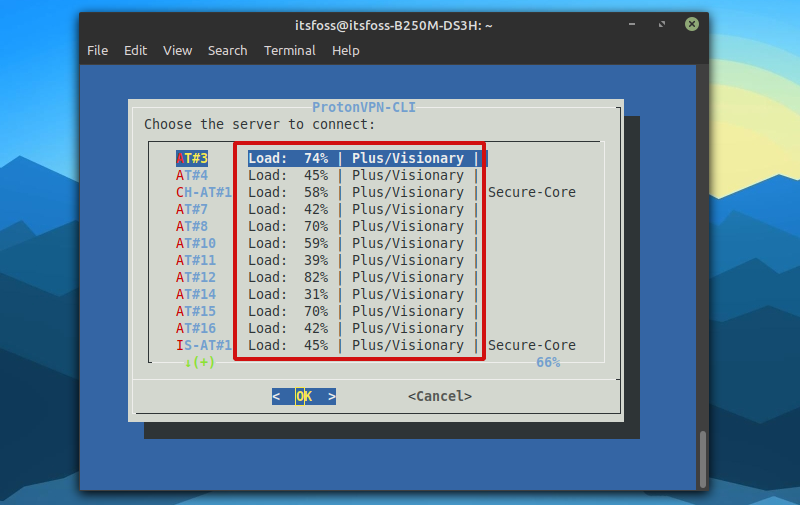 protonvpn cli load