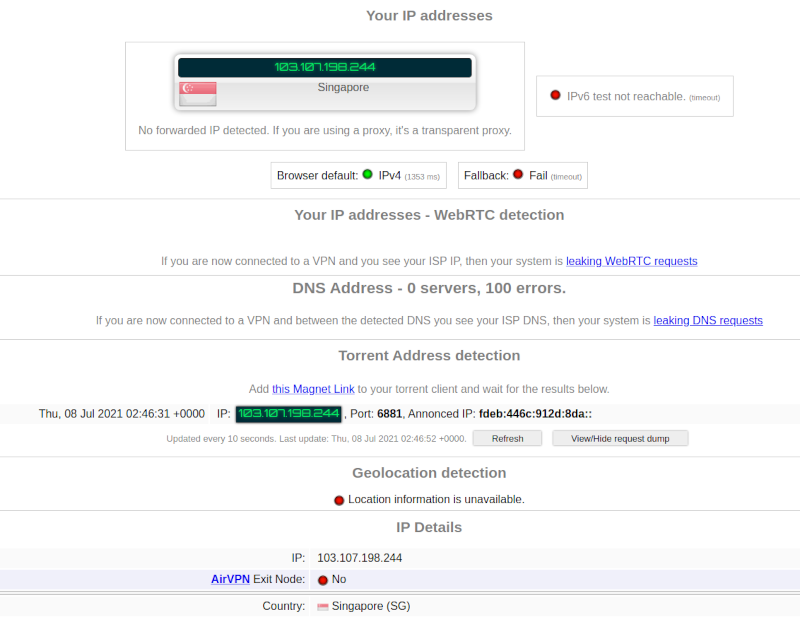 protonvpn ip test