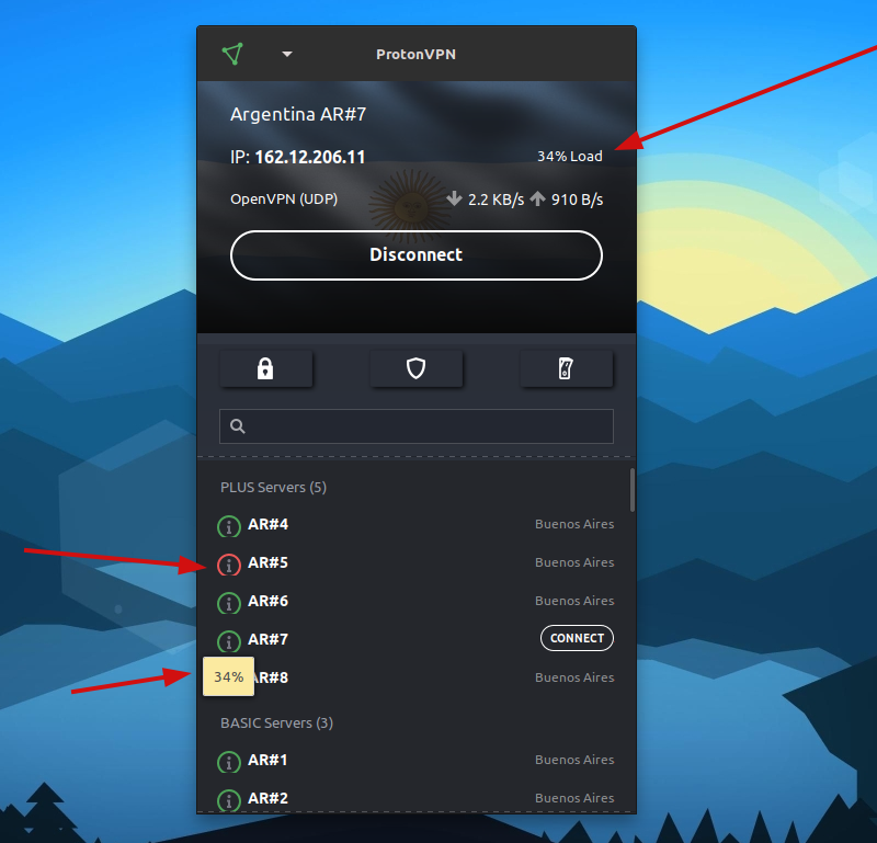 protonvpn server load