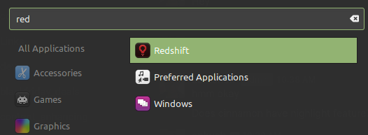 redshift menu