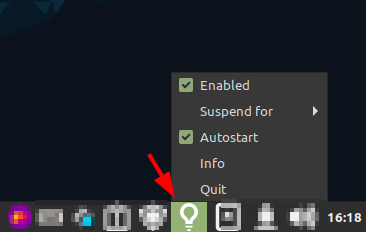 redshift system tray