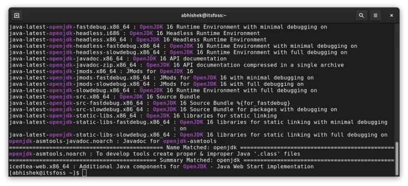 available java versions fedora