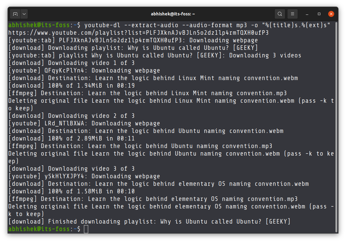 HOW TO DOWNLOAD PLAYLIST TO MP3 FORMAT WITH YOUTUBE DL visual data 8