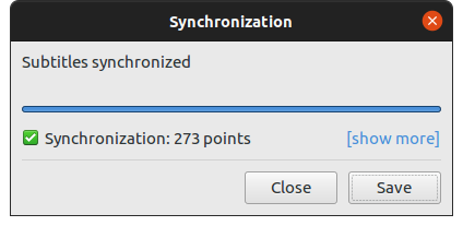 subsync subtitle synchronization completed