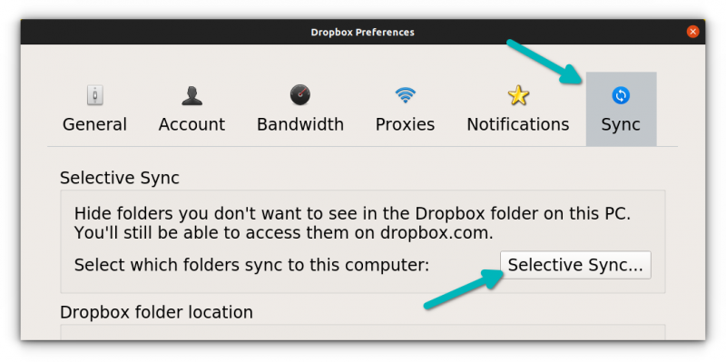 dropbox selective sync