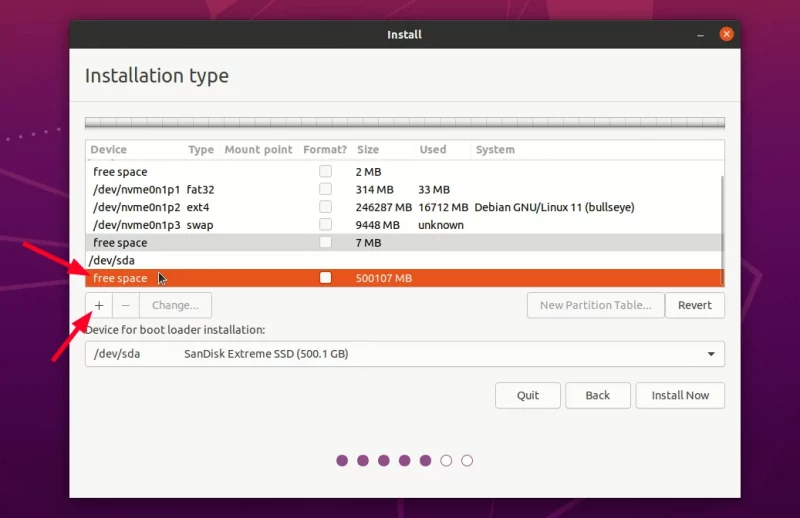 create partition in external usb