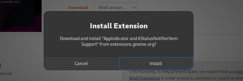 installing appindicator extension