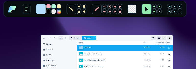 pensela folder screenshot