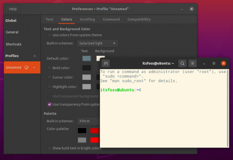 ubuntu terminal color customize