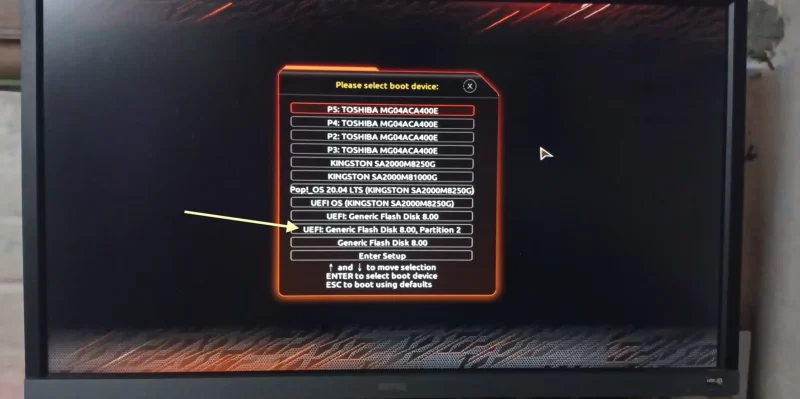 Booting from USB