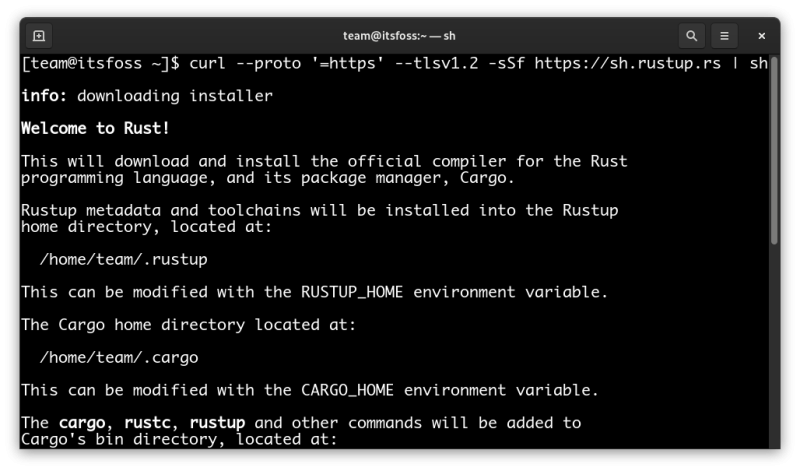 Installing rust on Linux