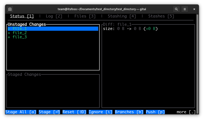 starting gitui on terminal