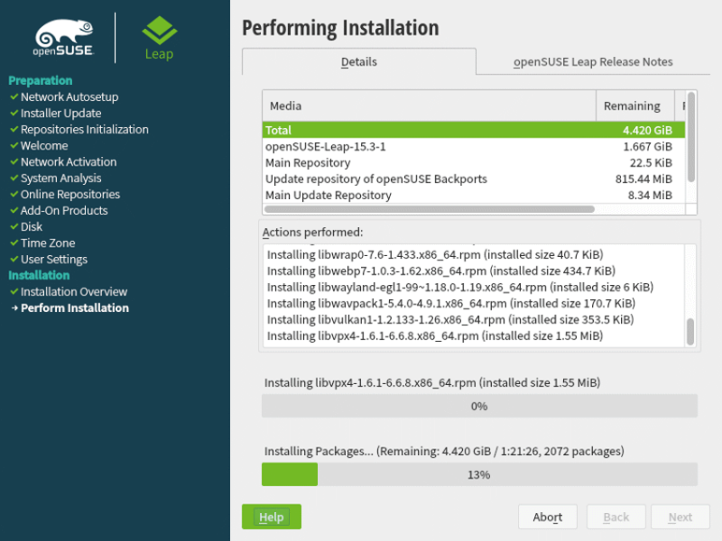 openSUSE Leap installer