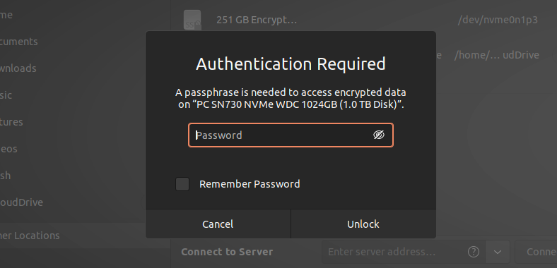 password needed for encrypted windows drive mount in linux