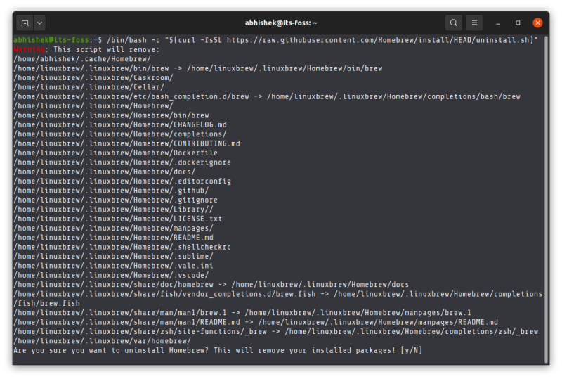 removing homebrew from linux