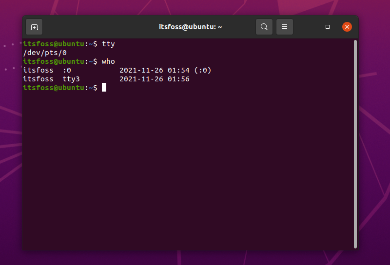 ubuntu terminal tty command