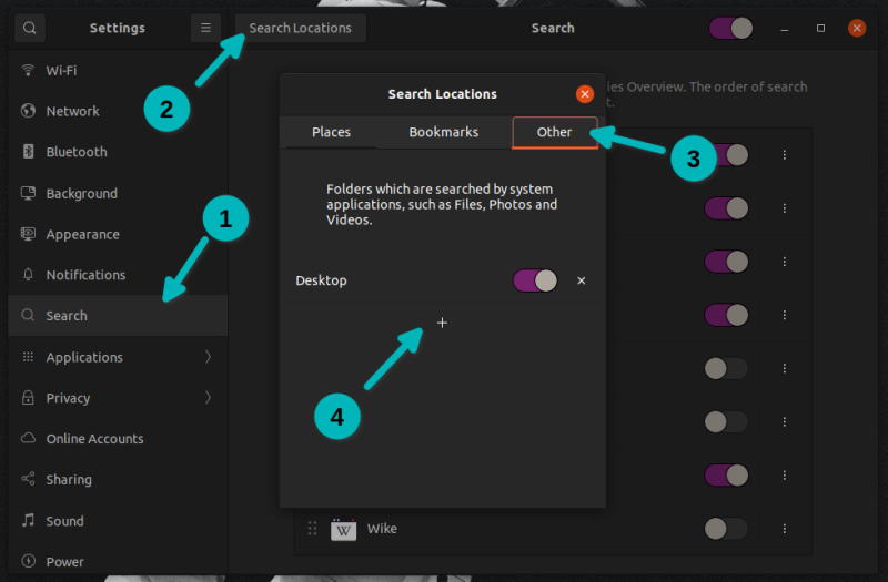 gnome add search location