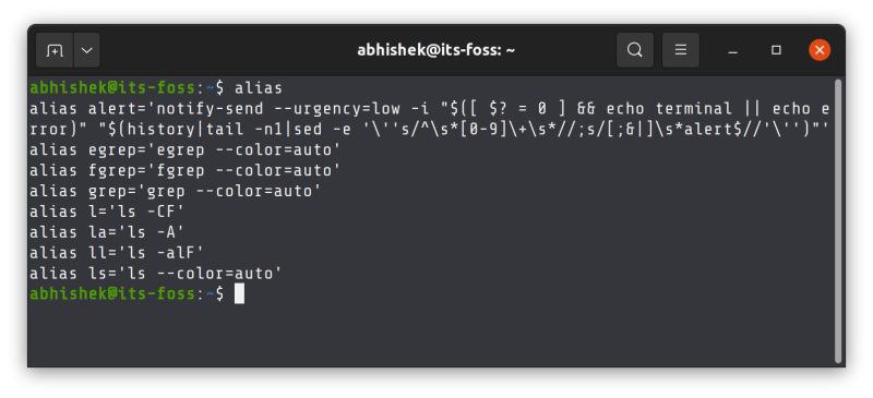 alias in ubuntu