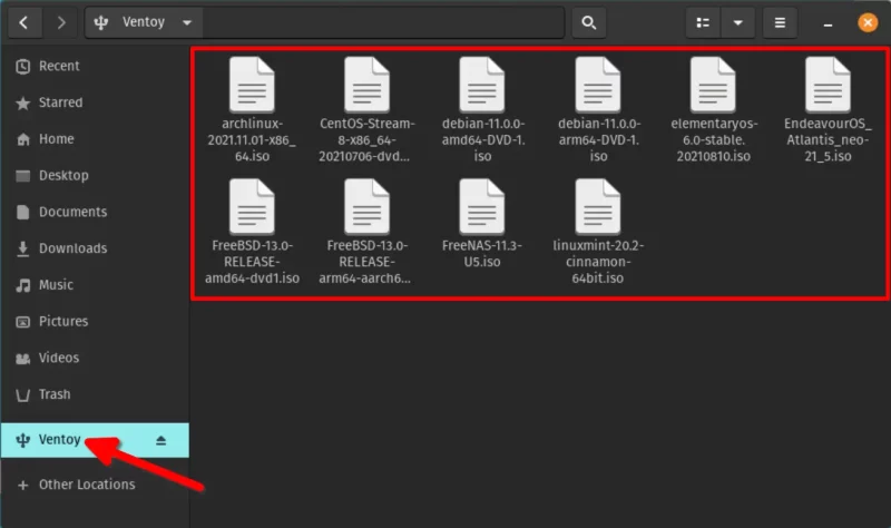 Go to the partition named Ventoy and copy the ISO files here