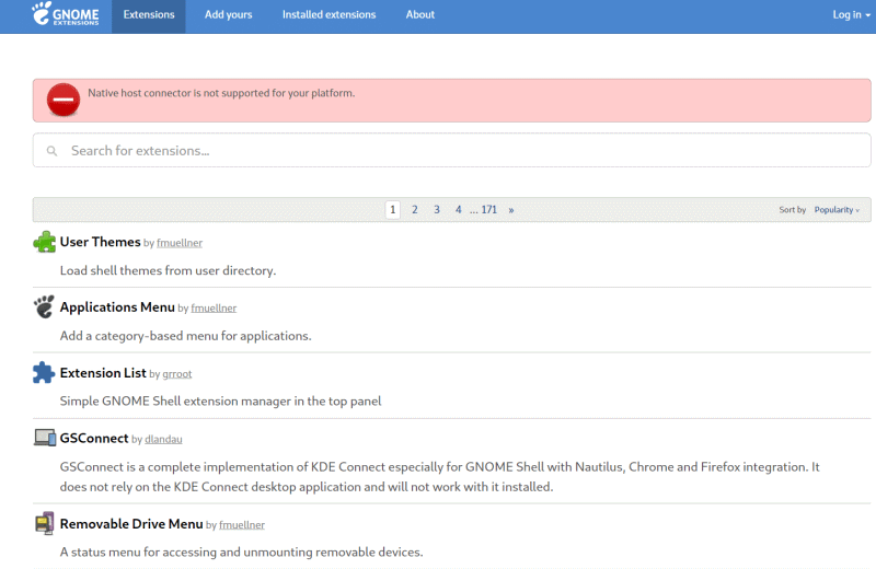 gnome extensions website