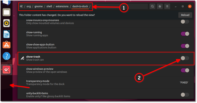 show trash toggle dconf