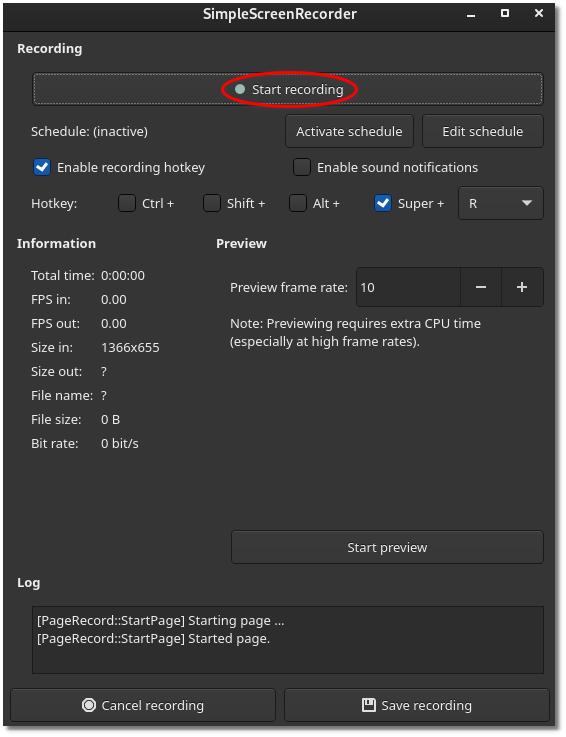 simple screen recorder start recording 1