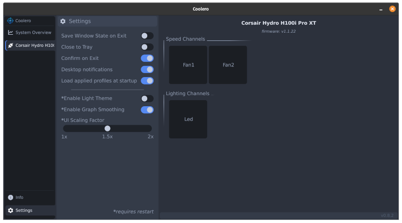 coolero fan settings