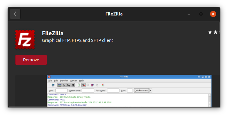 filezilla ubuntu software center