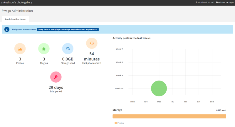 piwigo dashboard