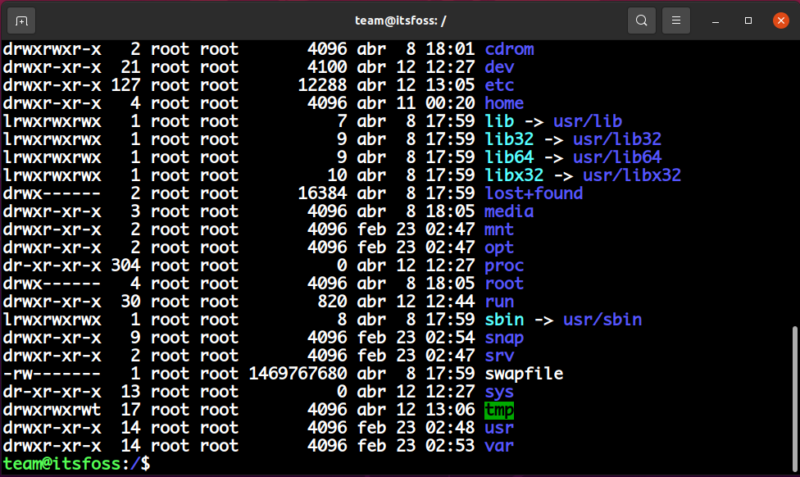 terminal with several files