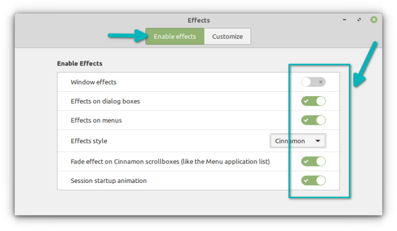 Disable animations in cinnamon Linux Mint Cinnamon Desktop