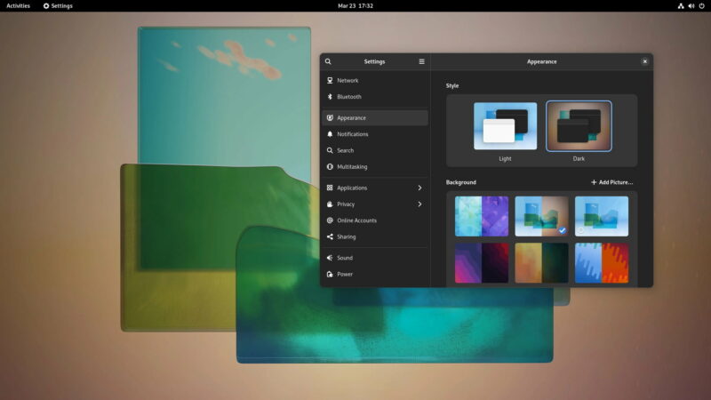 GNOME 42 features dark and light variants of wallpapers