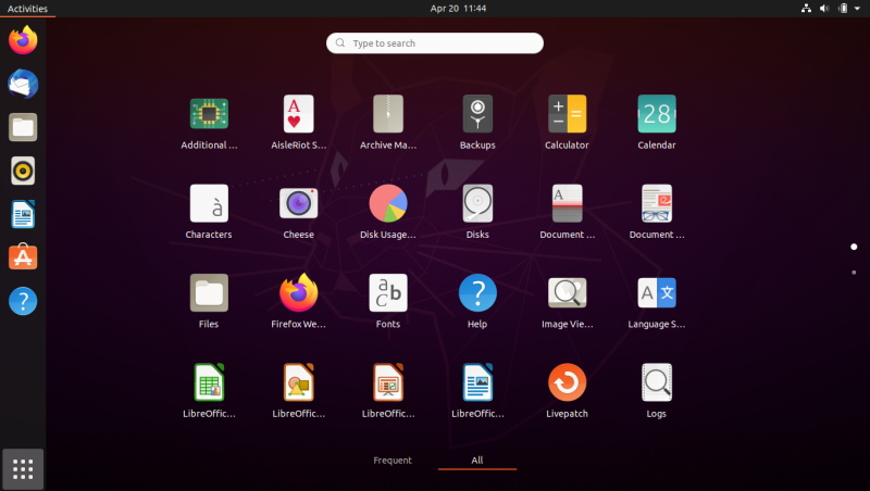 ubuntu 20 04 application view