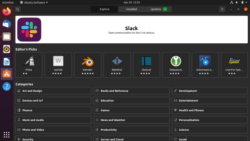 ubuntu 20 04 software center